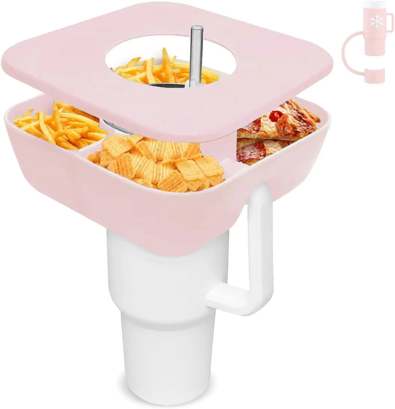 New Silicone Snack Bowl with Cover for Stanley 40oz Snack Tray 4 Divided Snack Plates Stanley Cup Accessories 1PC Good Vibrations