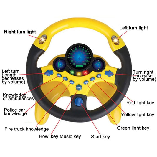 Electric Simulated Driving Steering Three-Dimensional Portable Wheel Copilot Toy Light And Sound Educational Children's Gifts Good Vibrations