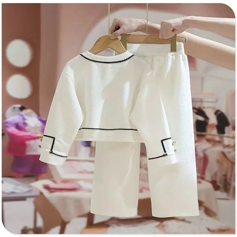Girls Clothes Sets Spring Autumn Blouses Tops + Pants Outfits For Children Clothes Set Sweet Kids Clothing 4 6 9 T2Pcs Good Vibrations