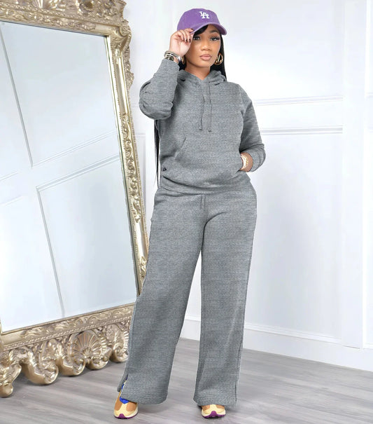 Women Sport Two Piece Outfit Winter Casual 2 Piece Set Hoodies Tops Wide Leg Pants Set Women Tracksuit Good Vibrations