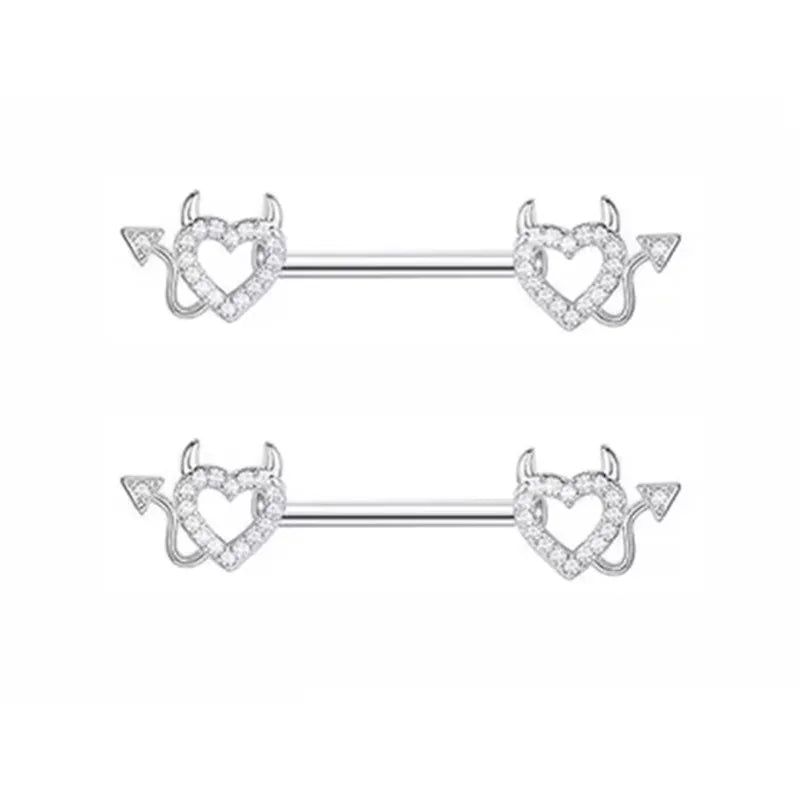 1Pair Pink Butterfly Nipple Piercing Jewelry Shiny Crystal Nipple Rings For Women Girls Heart Nipple Barbells Piercing Pezon Good Vibrations Adult Super Store