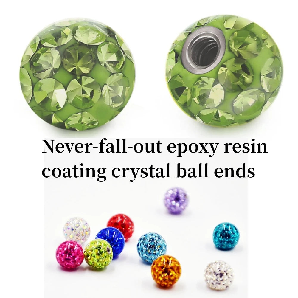 14g 1.6mm Acrylic Flexible 16/19/22/38mm Tongue Bar 6mm Epoxy Coved Crystal Double Ball Nipple Ring Barbell Piercing Good Vibrations Adult Super Store