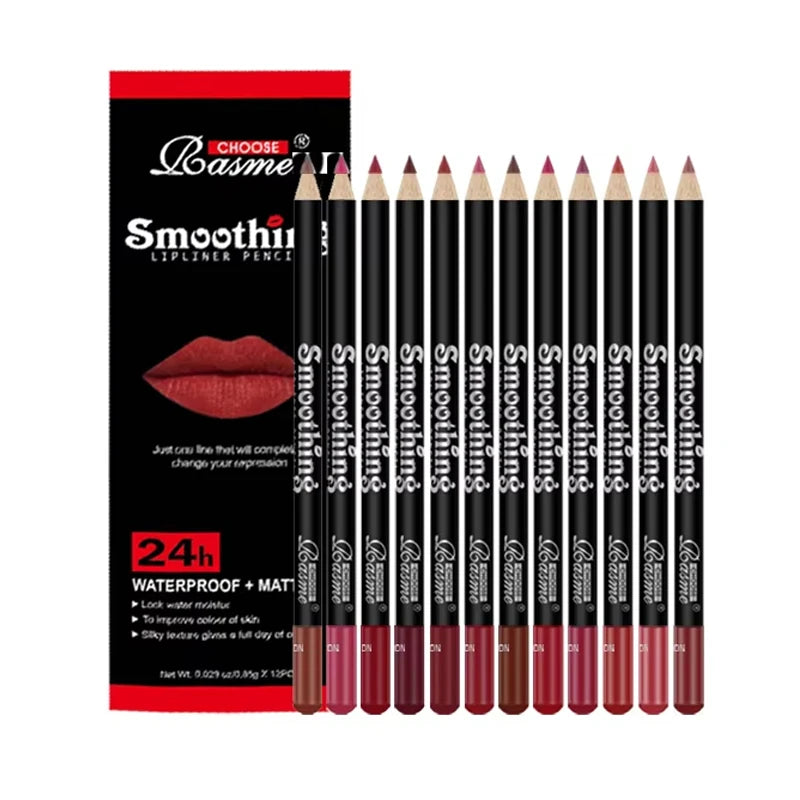 12pcs Lip Liner Pen 12 Colors Professional Lip Liner Pencil and Matte Lip Non-stick Cup Nude Lipstick Pencil SET Good Vibrations