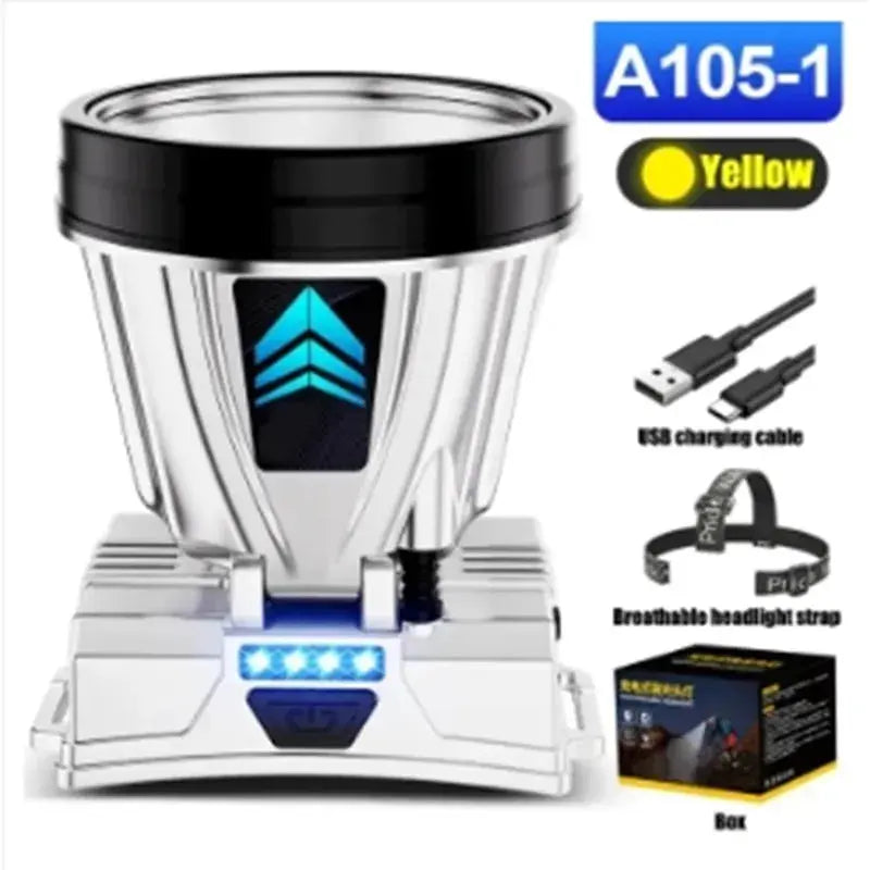 1000m High-beam Headlight Flashlight Headlamp rechargeabl waterproof Emergency Cycling Camping Good Vibrations