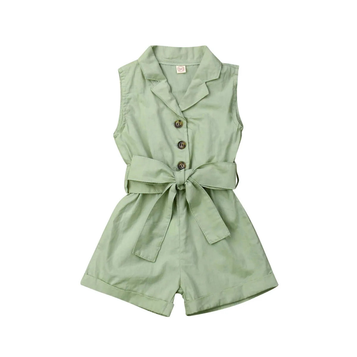 Fashion Kids Baby Girls Clothes Sleeveless Bow-tie Waist Playsuits Outfits Summer Sunsuit Overall Children Clothing Good Vibrations