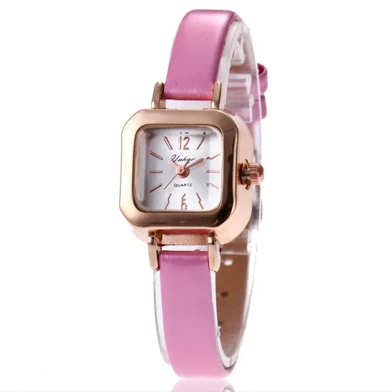 Fashion Women Watch Small Square Dial Thin Leather Strap Ladies Wristwatch Elegant Female Watches Casual Relogios Feminino Reloj Good Vibrations
