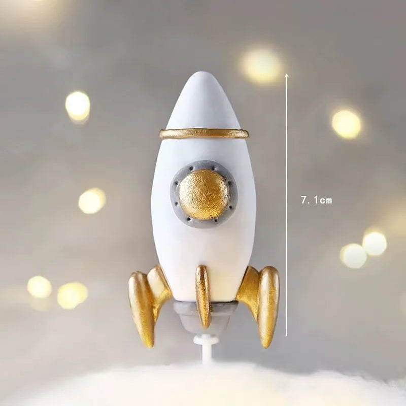 Astronaut Theme Cake Topper Planet Space Rocket Spaceship Birthday Decor Kids Boy Girl Birthday Party Baby Shower Decoratings Good Vibrations