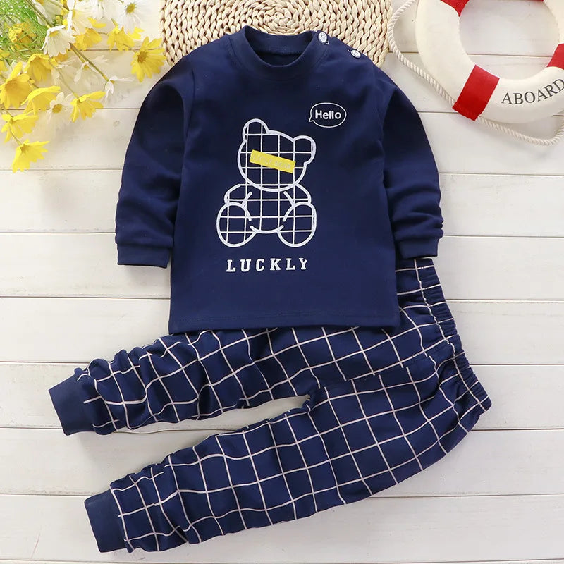 Cotton baby girl clothing winter newborn baby clothing set 2 sets of spring children's pajamas 0-5 year old baby cartoon casual Good Vibrations