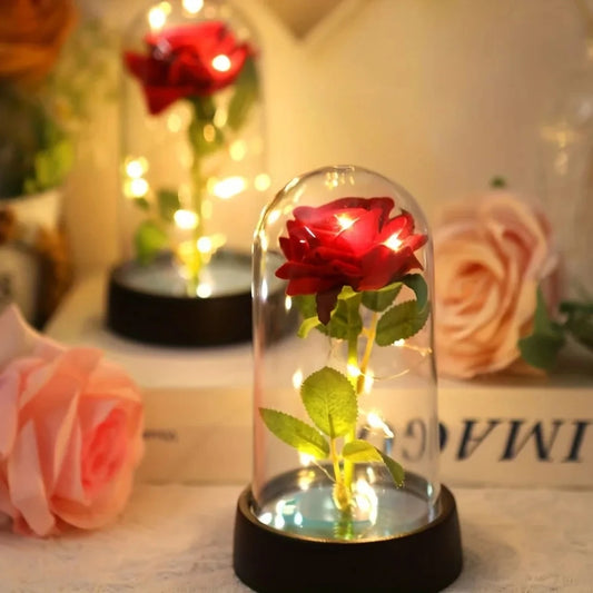 Wedding Birthday Valentine Day Gift Eternal Rose Flower Colorful Luminous Ornament For Women Mom Girlfriend Wife Home Decoration Good Vibrations