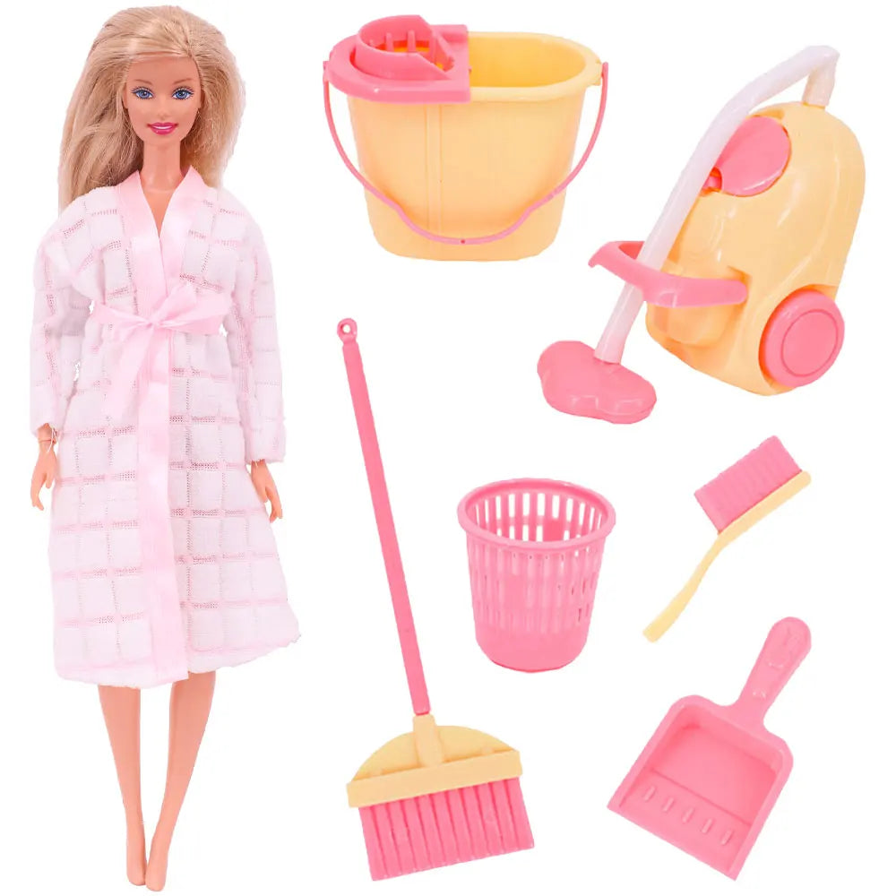 Doll House Furniture Bed Table Chair For 11.8inch 30cm Doll Plastics Cleaning Tools Accessories Mini Furniture Model Gifts Toys Good Vibrations