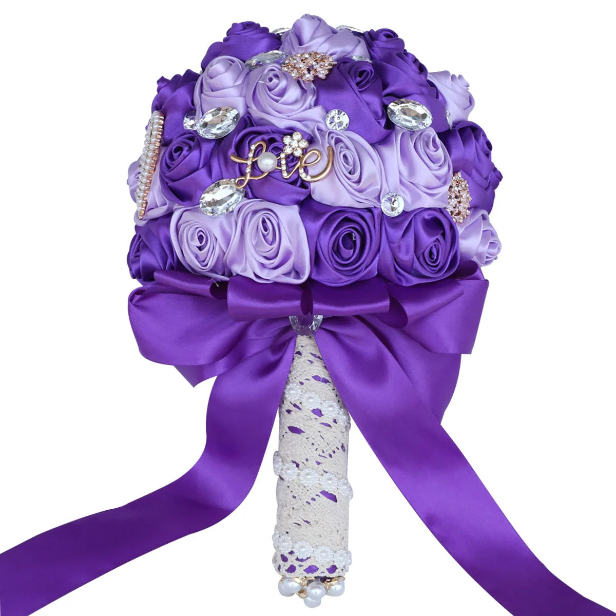 JaneVini Light Pink Roses Bridal Bouquet Elegant Pearl Crystal Lace Handle Bride Flower Ball Wedding Bouquet Bruiloftaccessoires Good Vibrations