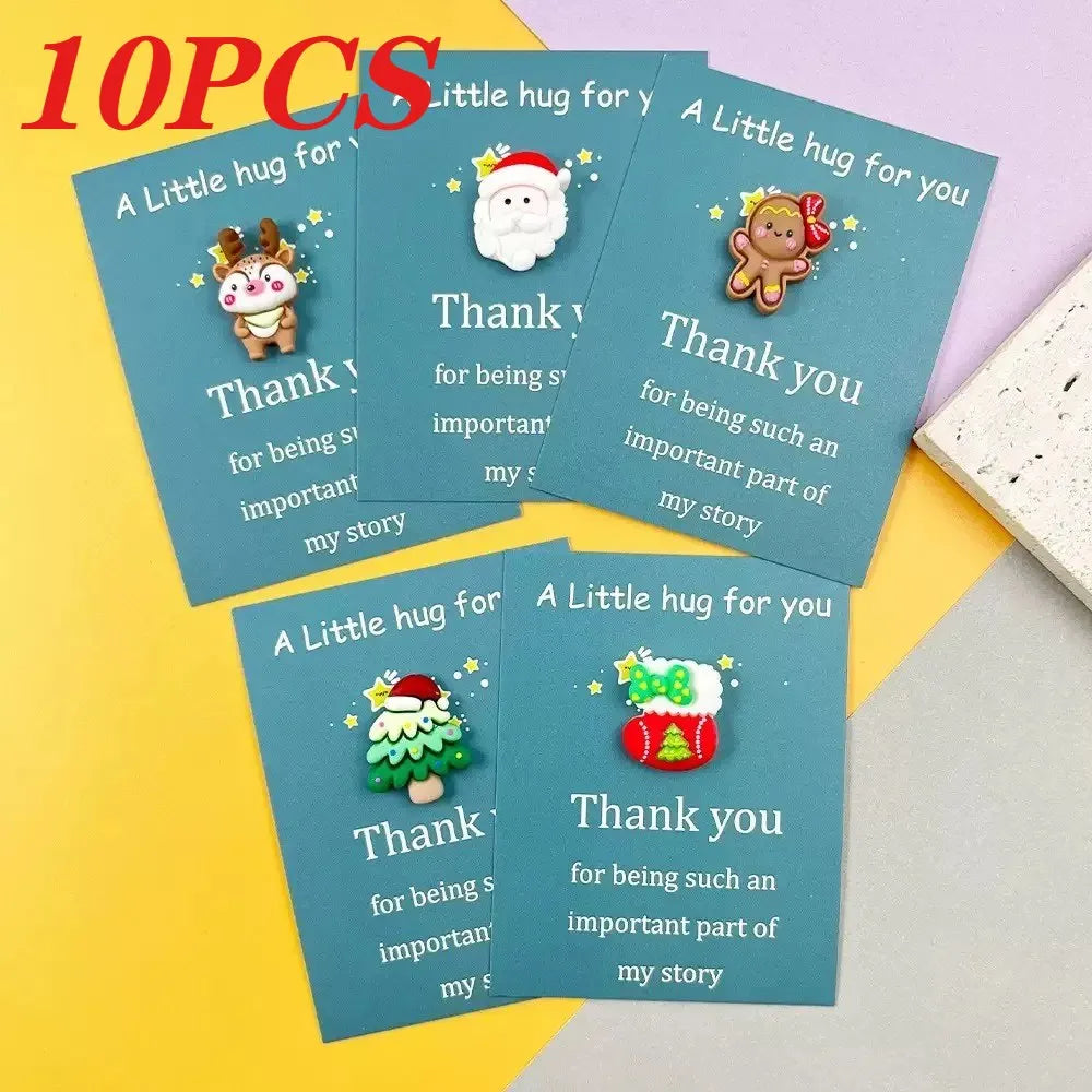 10pcs Mini Hug Cards with Resin Decorations Christmas Birthday Valentine Greeting Thank You Cards Bulk Gifts for Friends Family Good Vibrations