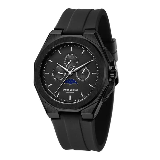 Sporty Men Wristwatch Chronograph Watch Function 3 Eyes Luminous hands Stainless Steel Case Soft Silicone Strap Reloj Good Vibrations
