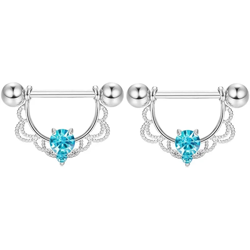 Pink Heart Nipple Piercing Barbell Set Shiny Crystal Nipple Rings Bulk For Women Flower Nippel Jewelry Pack Piercing Teton Lots Good Vibrations Adult Super Store