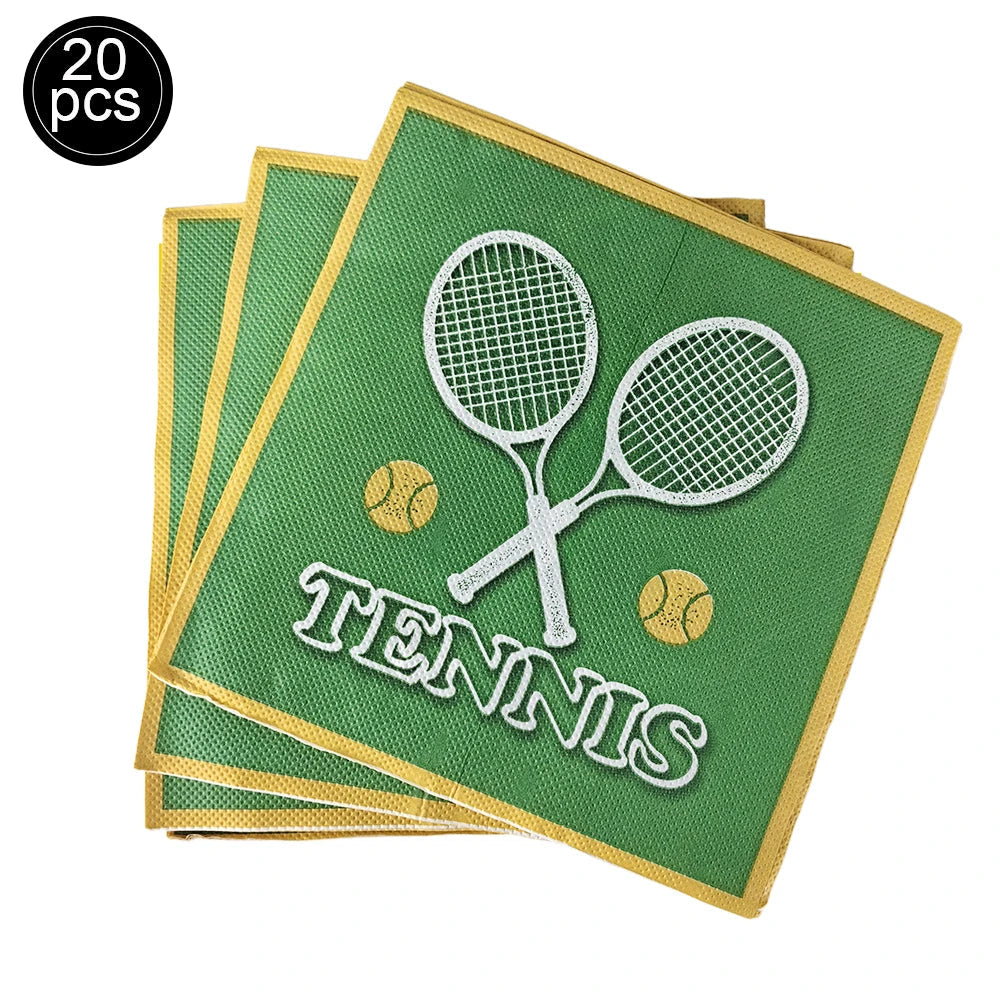 Tennis Party Supplies Paper Plate Napkin Cup Tableware for Boys Baby Shower Tennis Ball Sports Themed Party Birthday Decoration Good Vibrations