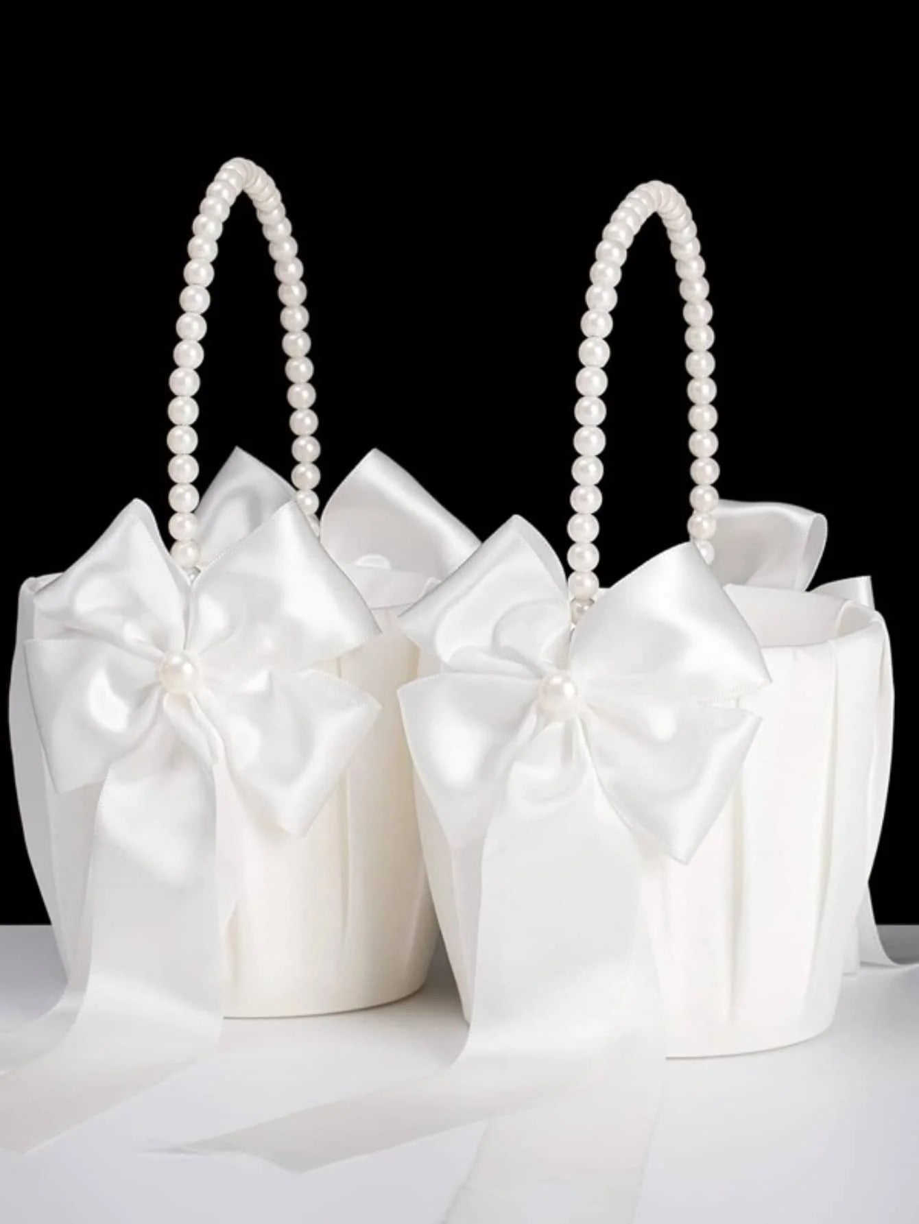 Wedding supplies bridal flower basket Pearl handle flower girl basket 1pc Good Vibrations