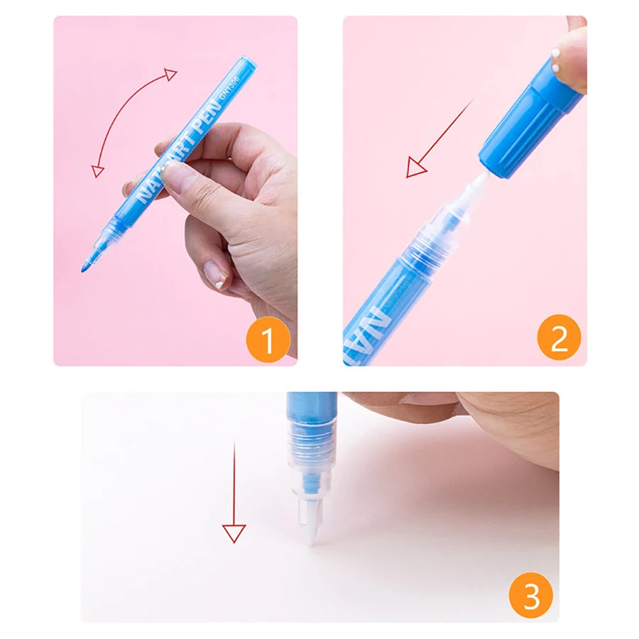 12 Color Nail Art Pens,Quick-Drying Acrylic Color Pens, Turn up DIY art on your fingertips to create a variety of wearable nails Good Vibrations