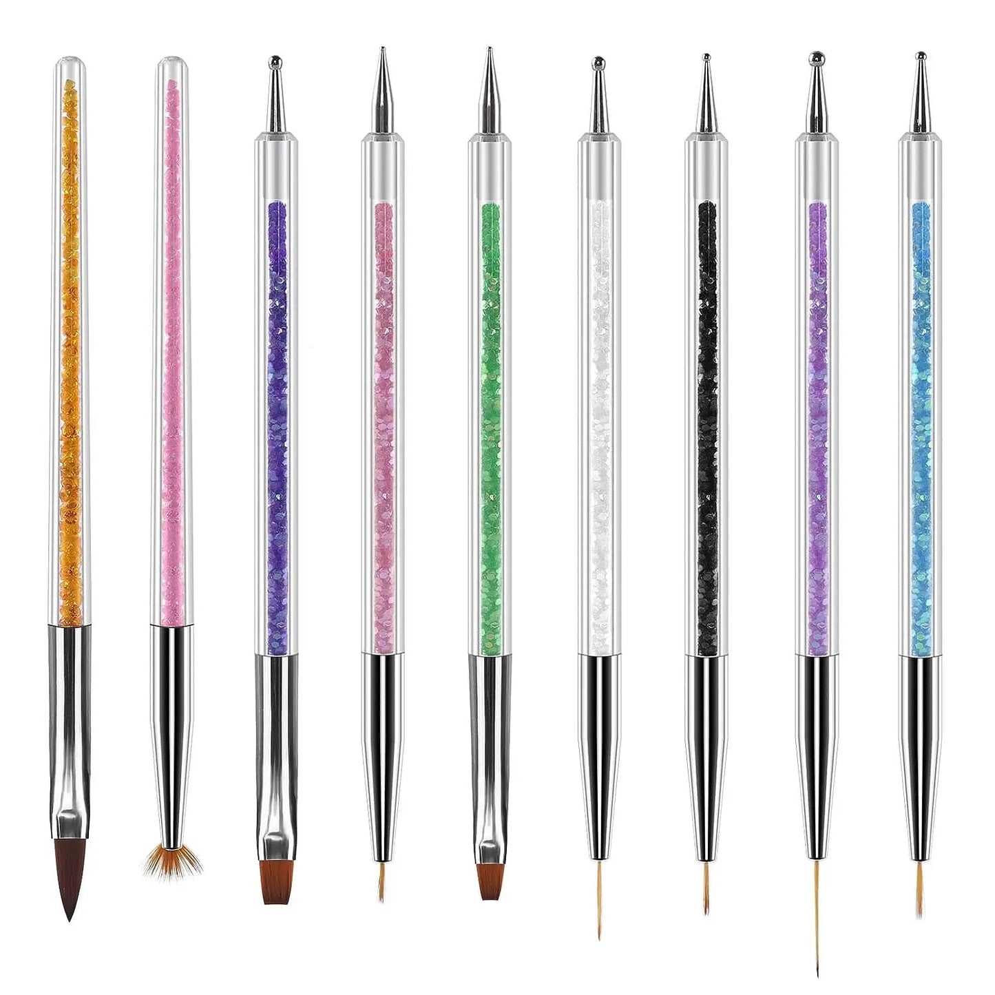 6/31Pcs Nail Art Brush Design Tip Painting Drawing Carving Dotting Pen FlatFan Liner Acrylic Gel UV Polish Manicure Tools Good Vibrations