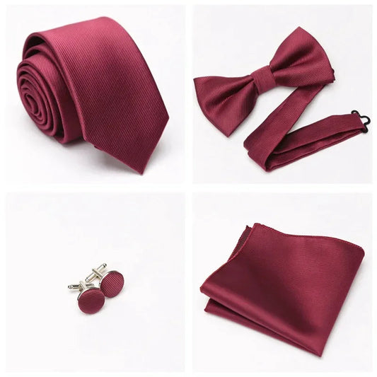 Mens Bowtie Cravat Set Solid Black Pink Red Fashion Butterfly Ties for Men Handkerchief Party Man Gift Wedding Dress Accessories Good Vibrations