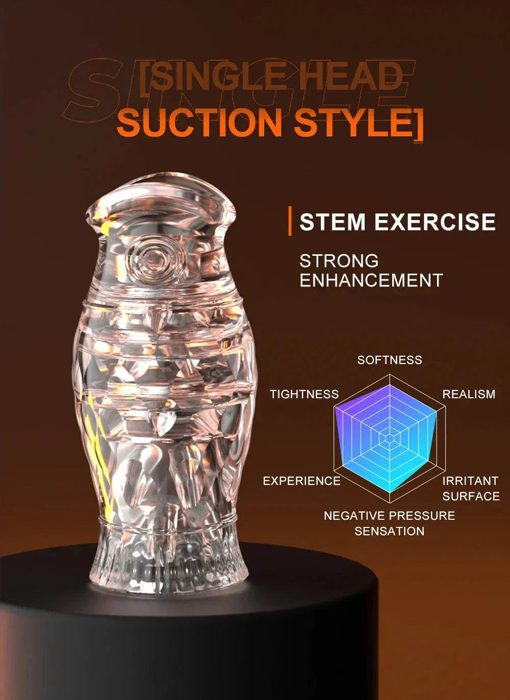 Male Masturbator Cup with soft silicone, transparent design for enhanced experience.