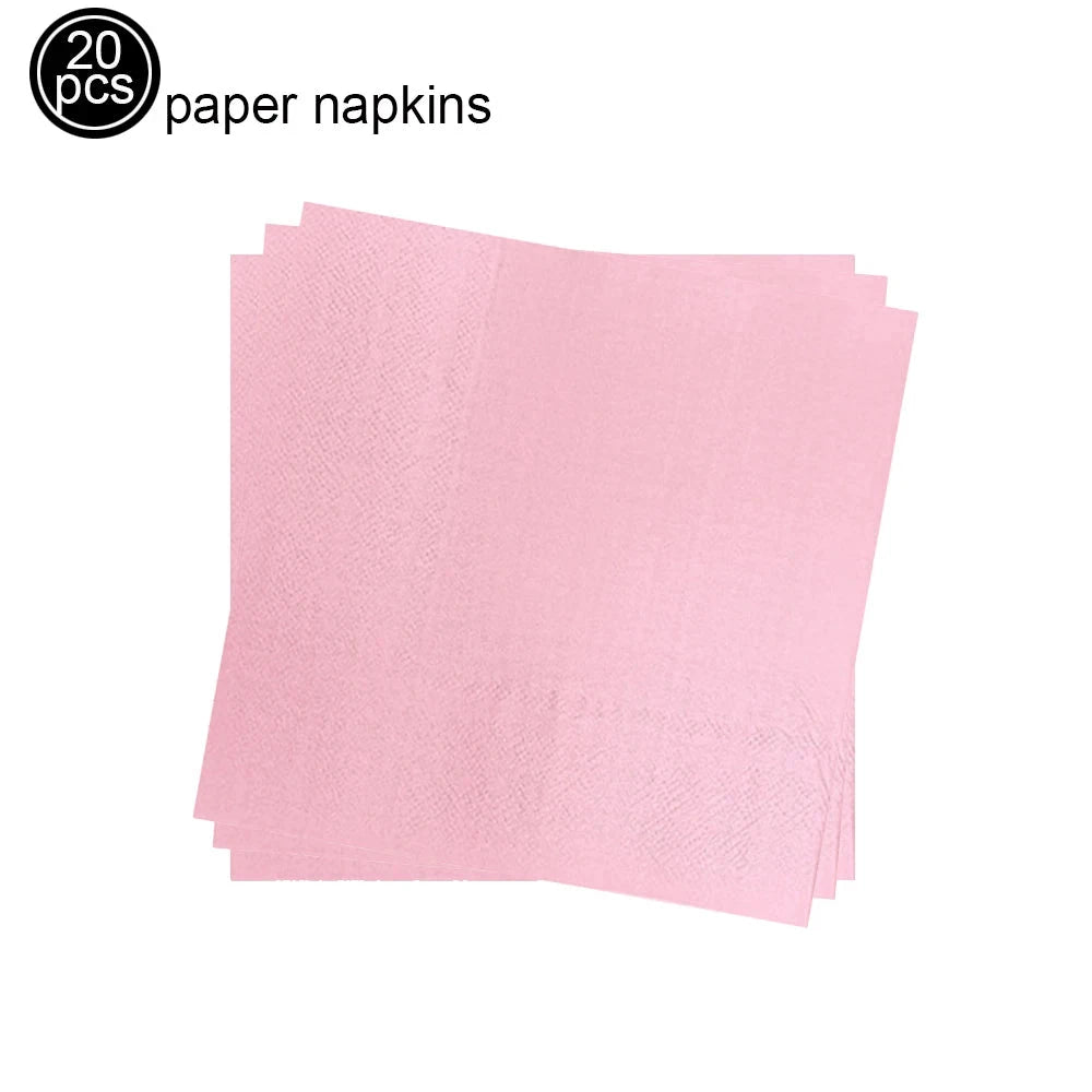 Pink Party Disposable Tableware Solid Color Party Pink Plates Cup Tablecloth Birthday Wedding Baby Shower Picnic Party Supplies Good Vibrations