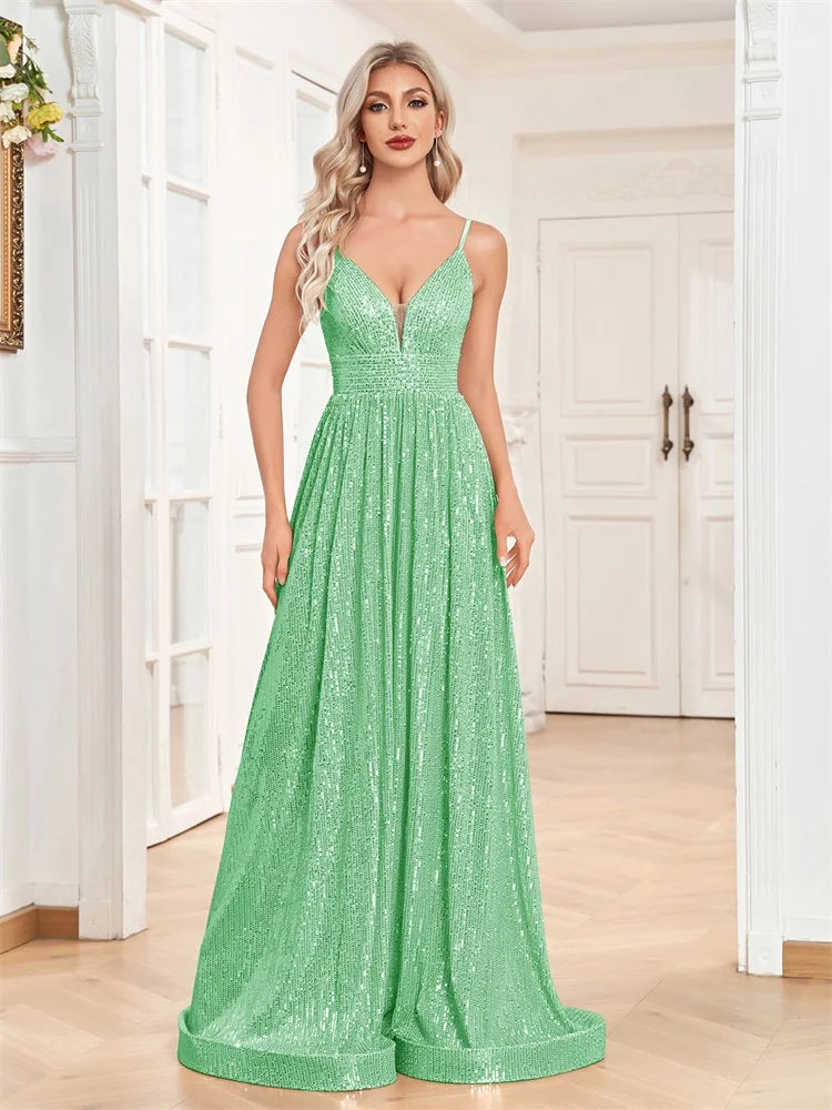 Elegant Sexy Backless Sequins Evening Dress Long 2025 Mermaid Formal Gown Women Wedding Party Dresses Caicktail Graduation Prom Good Vibrations