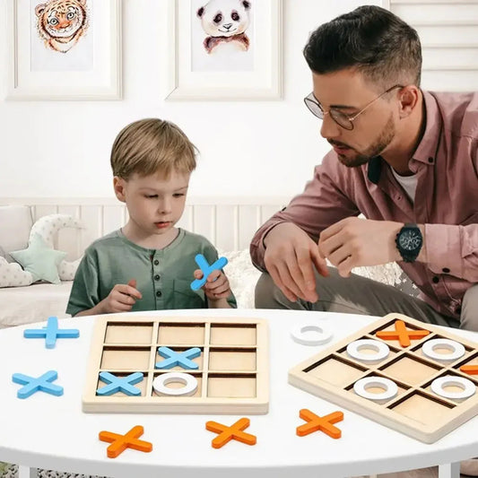 1PC Wooden Board Game Tic Tac Toe 9"x9" Table Toy for Kids Gifts Family Games Desk Decoration Board Game Good Vibrations