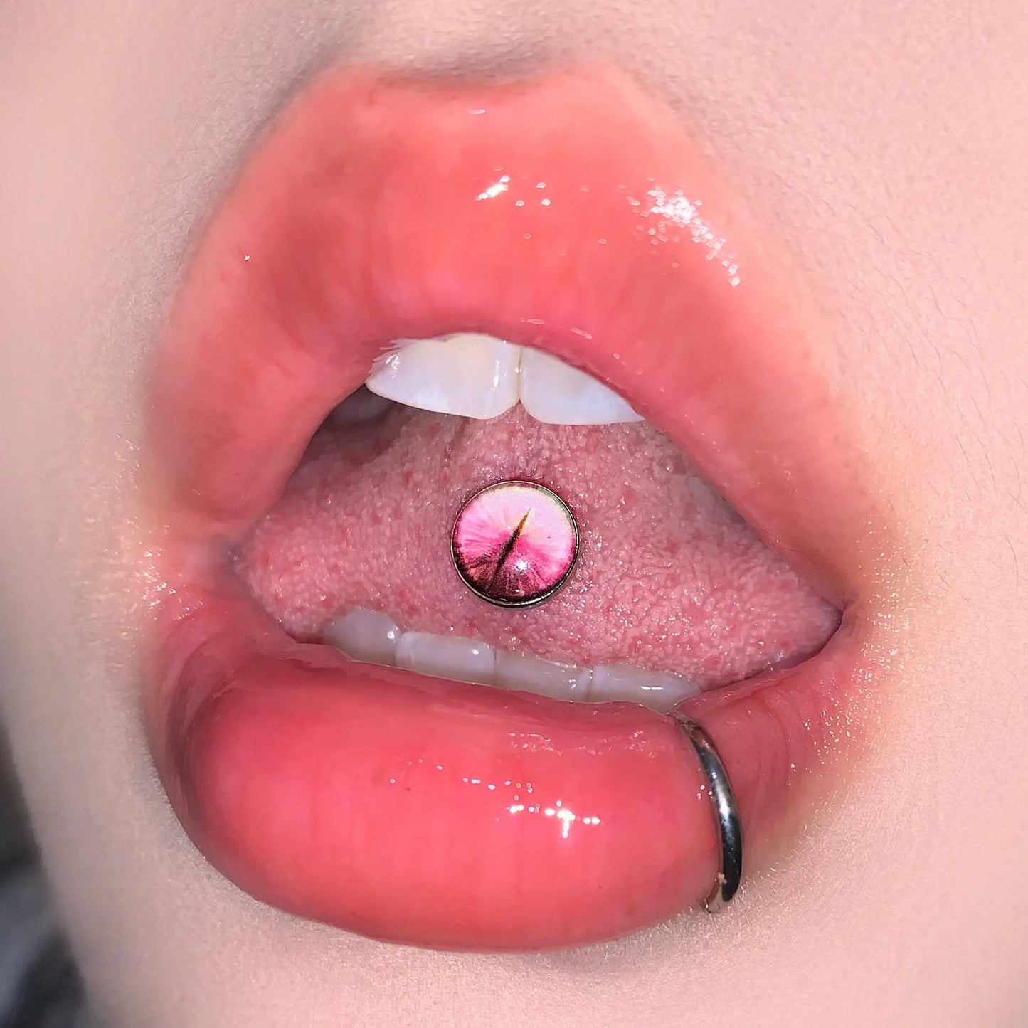 New Trendy Hypoallergenic Stainless Steel Colorful Eye Tongue Rings for Women Tongue Stud Body Piercing Jewelry Good Vibrations