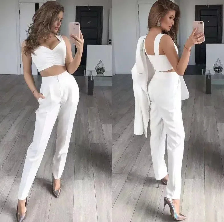New Women Elegant Office Suits Pants 3PCS Breathable Turndown Collar Women Jacket Dress Suits Slim Jacket+Vest +Pants Suit Set Good Vibrations