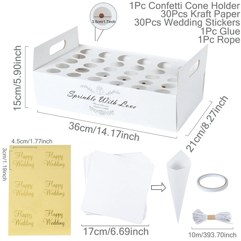 Kraft Paper Wedding Tray Confetti Cone Stand Box Tray Rustic Wedding Decoration Wedding Confetti Cones Wedding Cones  Set supply Good Vibrations