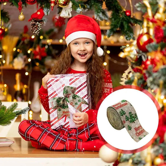 Christmas Ribbon Holiday Wreath Tie Decorative Bow Accessories Wired Edge Ribbon Holiday Packaging Streamer Good Vibrations