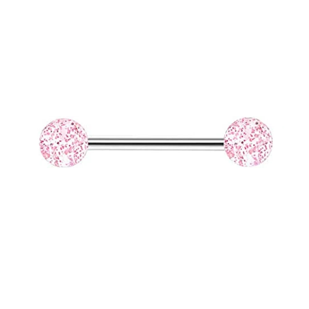1PCS-4PCS Stainless Steel 14G Tongue Rings Barbell Pink Tongue Barbell Jewelry for Women Piercing Tongue Body Piercing Pink Good Vibrations Adult Super Store