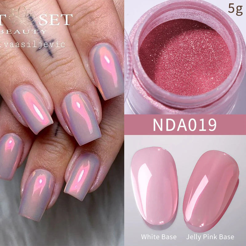 NICOLE DIARY Moonlight Mirror Nail Powder Aurora Silver Glitter Metallic Effect UV Gel Polish Pigment Chrome DIY Nail Decoration Good Vibrations