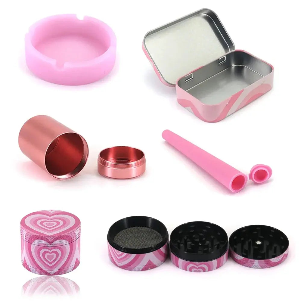 1Set Smoking Kit With Rolling Tray Ashtray Grinder Storage Box Plastic Tube Tobacco Herb Smoke Accessories Crusher As Gift Good Vibrations Adult Super Store
