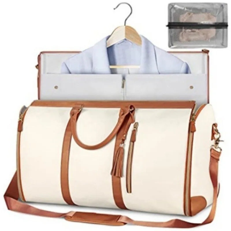 PU Folding Suit Storage Bag Large Capacity Travel Duffle Bag Women's Handbag Waterproof Totes Gym Bag Outdoor Fitness Bag Good Vibrations