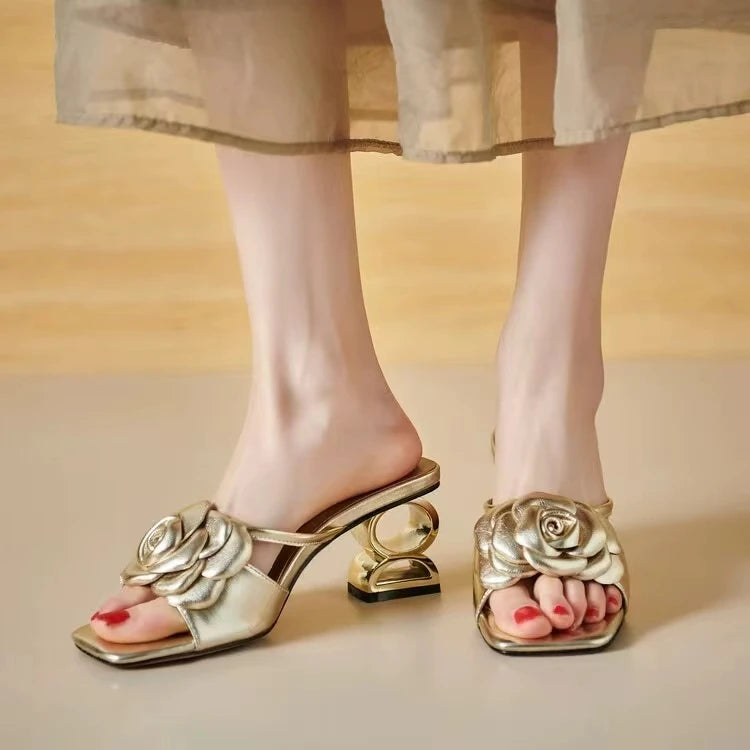 Women Shoes 2024 New Summer Fashion Flowers Black Beige Gold Dress Party Wedding Female Sandals  Big Size Good Vibrations