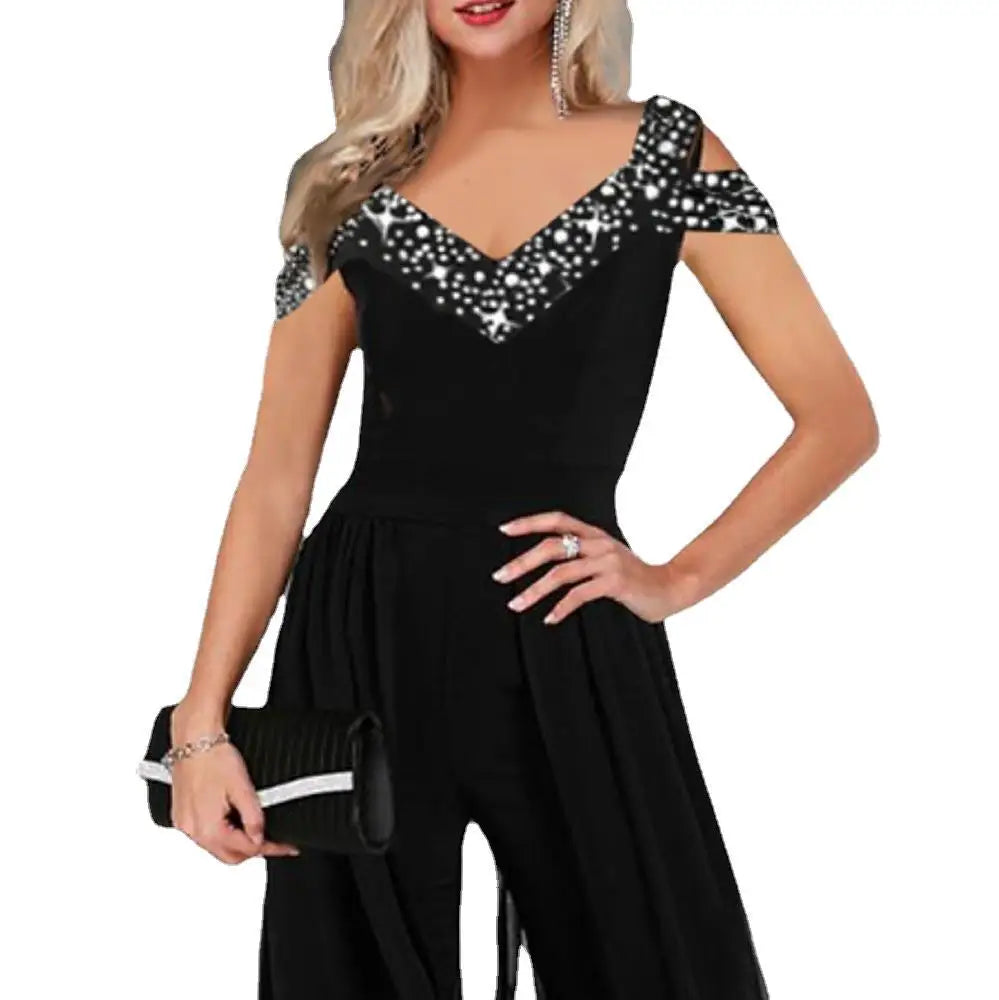 Jumpsuits Women new summer fashion matercial hollow out V-neck off-the-shoulder high waist jumpsuit women rompers CKXS9230198 Good Vibrations