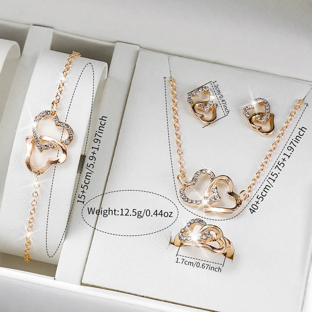 6PCS/Set Women's Watch Fashion Rhinestone StainlessSteel Band Quartz Watches Heart Jewelry Set Good Vibrations