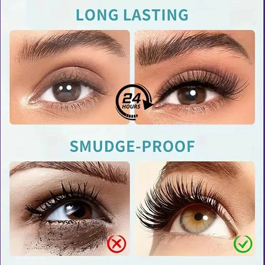 Black Mascara Thickening - Long-Lasting, Volumizing , Fiber Formula with 360° Spiral Brush Waterproof Liquid Fiber Mascara Good Vibrations