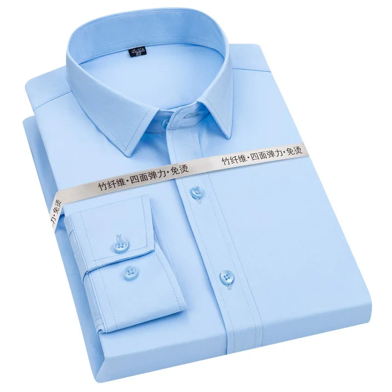 Men's long sleeved shirt formal spring and summer thin business leisure high-quality non-ironing breathable work clothes Good Vibrations