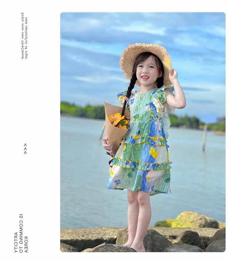 Girls sweet dress summer children backless princess skirt children's dress 3-8 years old children's clothing girls floral dresse Good Vibrations