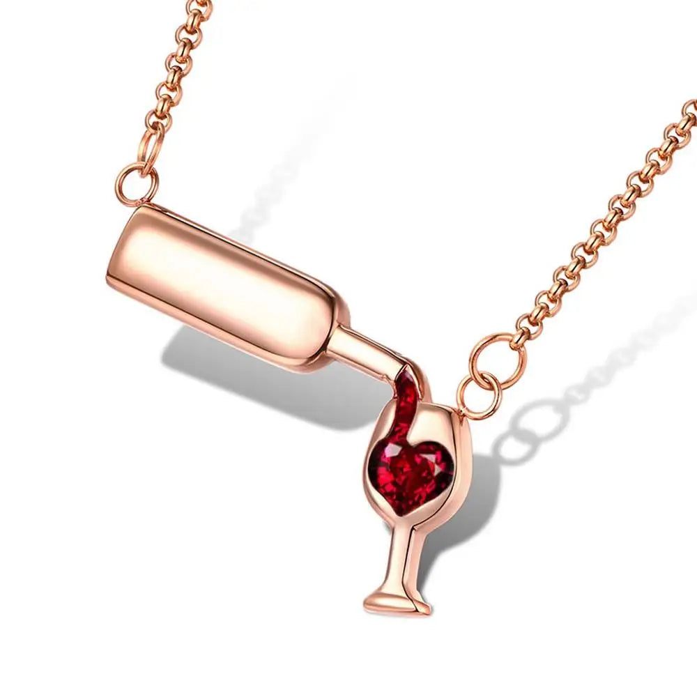 Party Romantic Wineglass Alloy Gift For Women Love Heart Glass Bottle Jewelry Necklace Choker Pendant Good Vibrations Adult Super Store