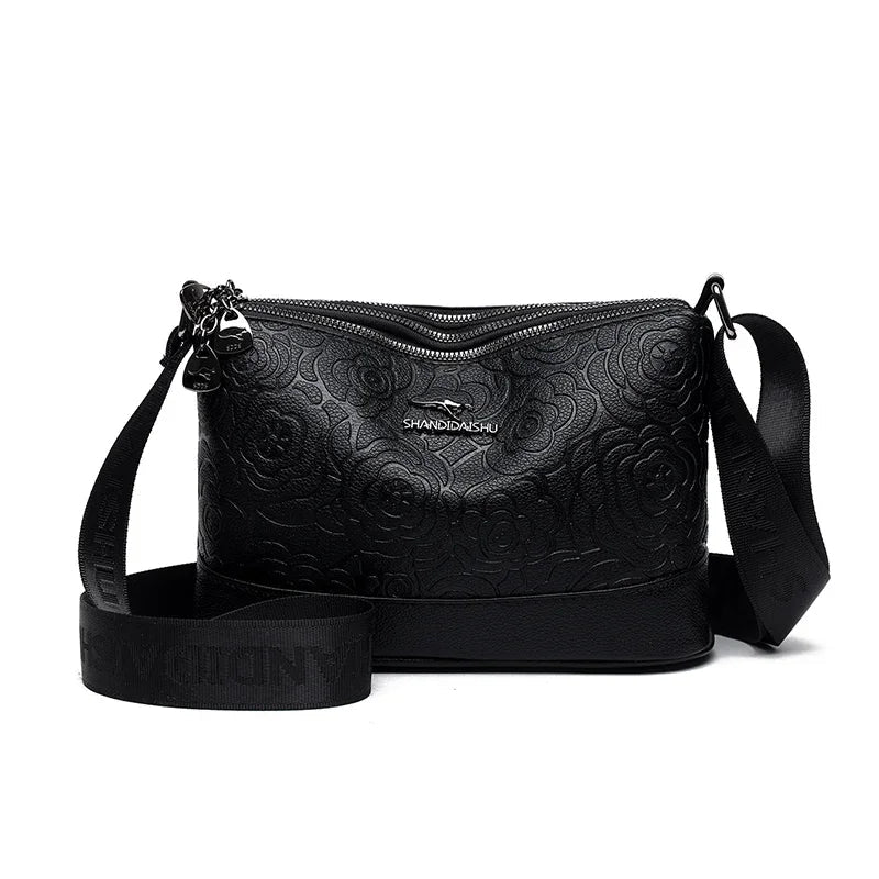3 Pocket Design Women's Handbag Large Capacity PU Leather Women Tote Bags Fashionable Printing Simple Female Crossbody Bolsas Good Vibrations