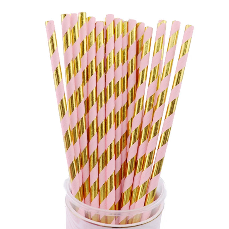 8 PCS/Lot Party Paper Plates Cups Pink Gold Happy Birthday Party Wedding Decoration Baby Shower Tableware Kids Birthday Decor Good Vibrations