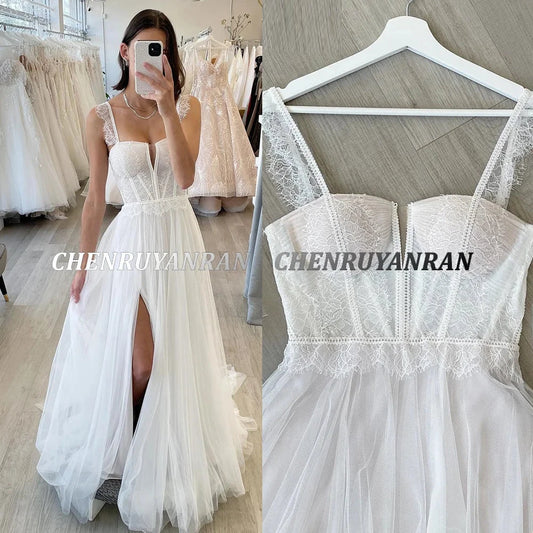 Simple Wedding Dresses For Women 2025 Sweetheart Boho Long Wedding Gowns Side Split Tulle Elegant Bride Dress vestidos de noviaS Good Vibrations