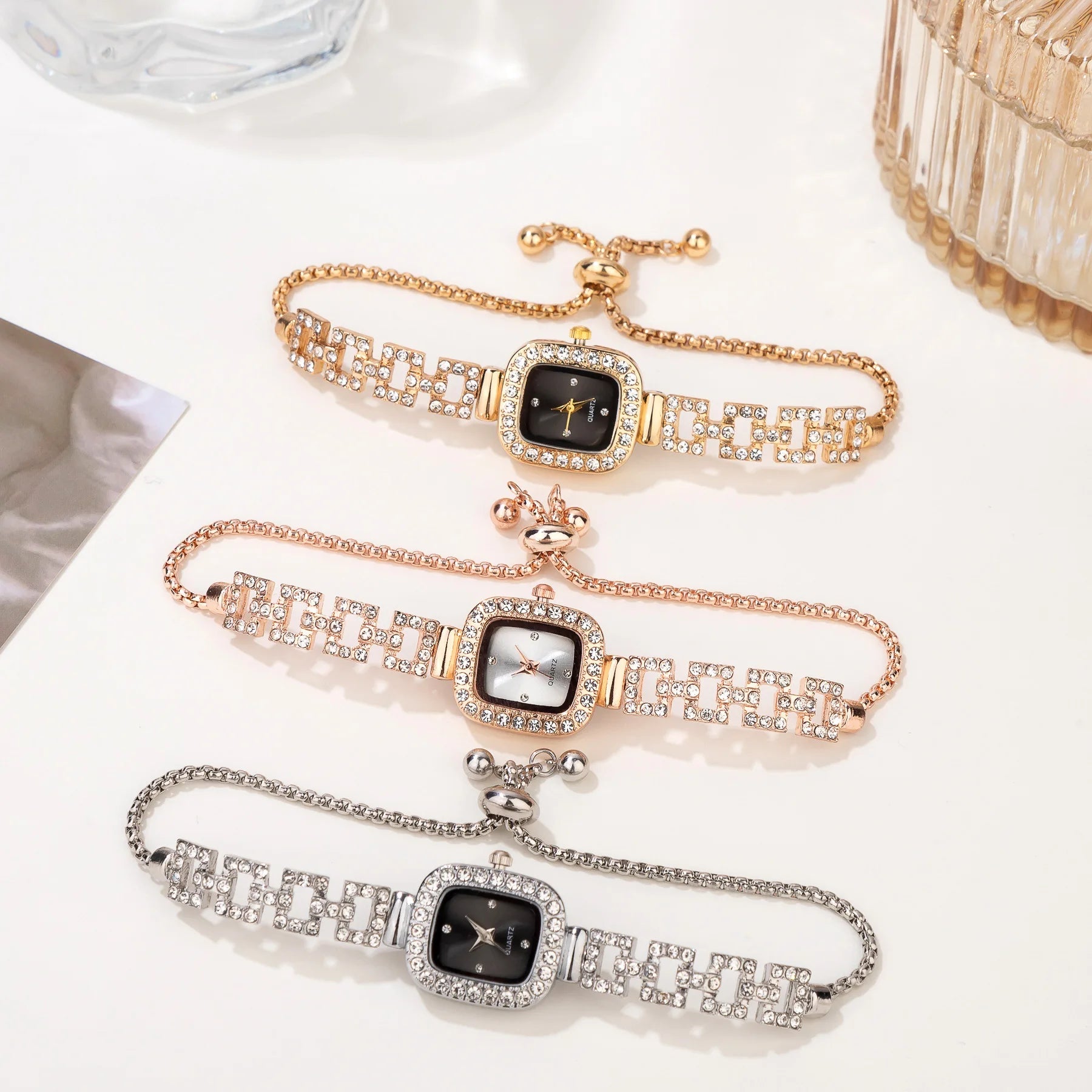 Elegant Quartz Wristwatches Luxury Bracelet Women's Watches Diamond Crystal Watch Часы Relogios Feminino Relojes Para Mujer Good Vibrations