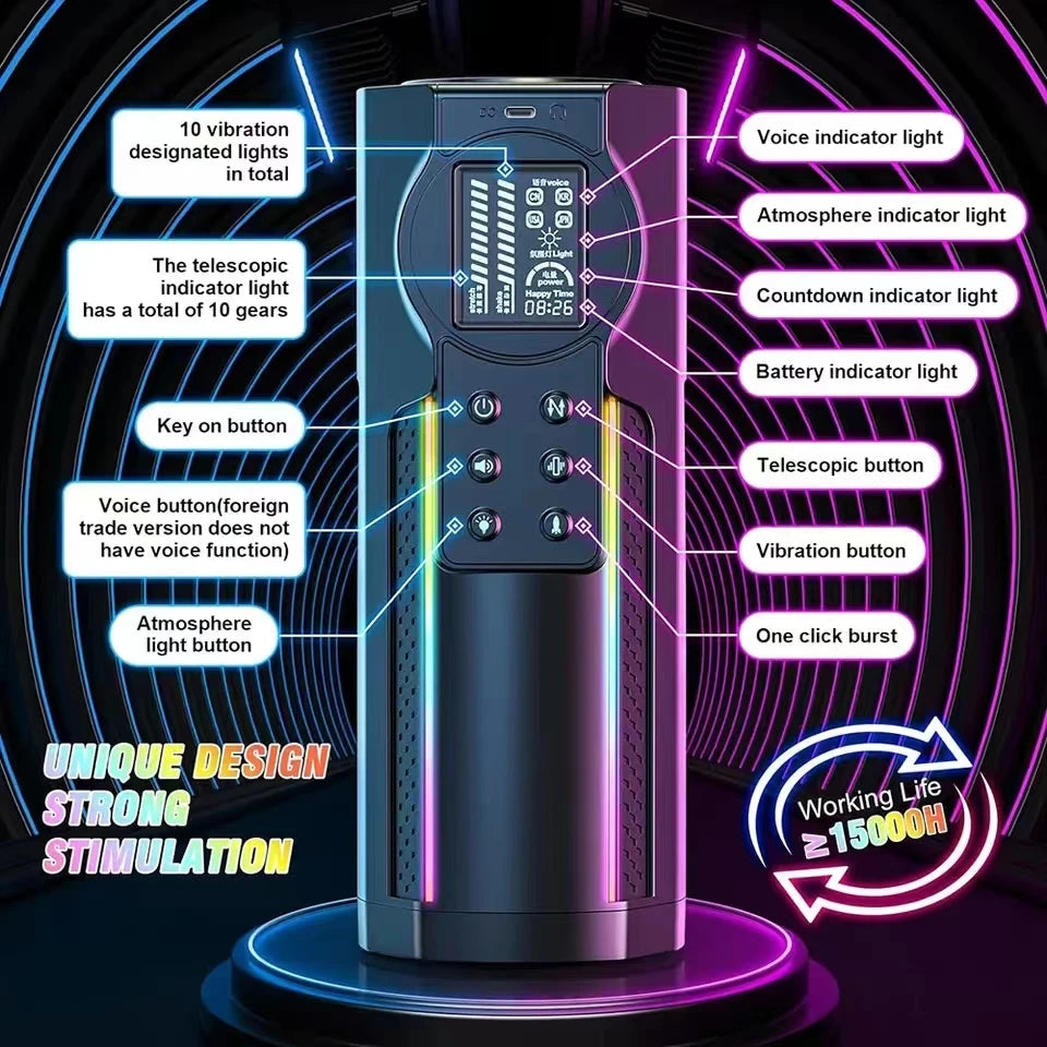 Automatic Telescopic Male Masturbation Cup Piston Suction Vibration Masturbation Machine 3D Realistic Vaginal Blowjob Pronounce GOOD Vibrations