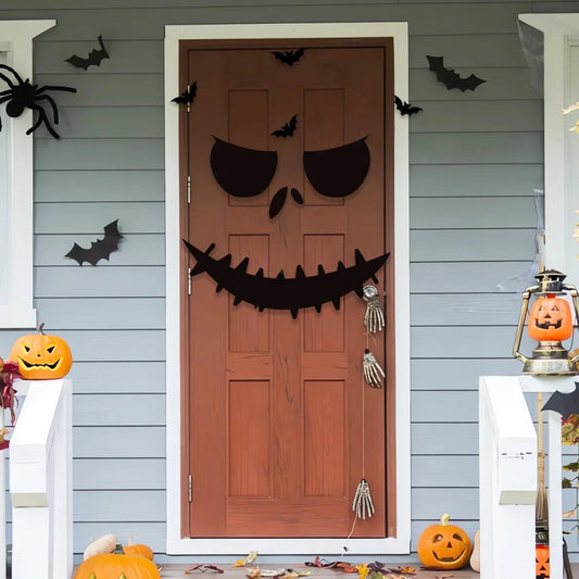 Halloween decoration room door stickers window decor skeleton hand pumpkin DIY devil witch hat glass window stickers ghost Good Vibrations