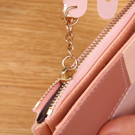 Fashion Women's Wallet Zipper Coin Purse Lady Short Clutch Purse Handbag Patchwork Leather Female Card Holder Wallet Phone Pouch Good Vibrations