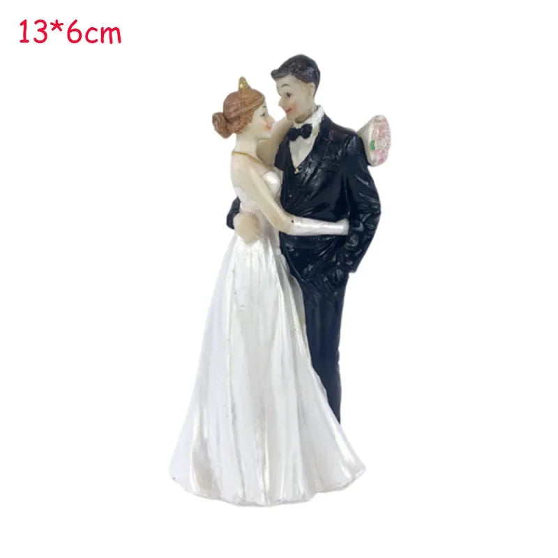 1PC Couple Figurines Miniatures Bride and Groom Cake Toppers Dolls Valentine's Day Wedding Anniversary Cake Decoration Supplies Good Vibrations
